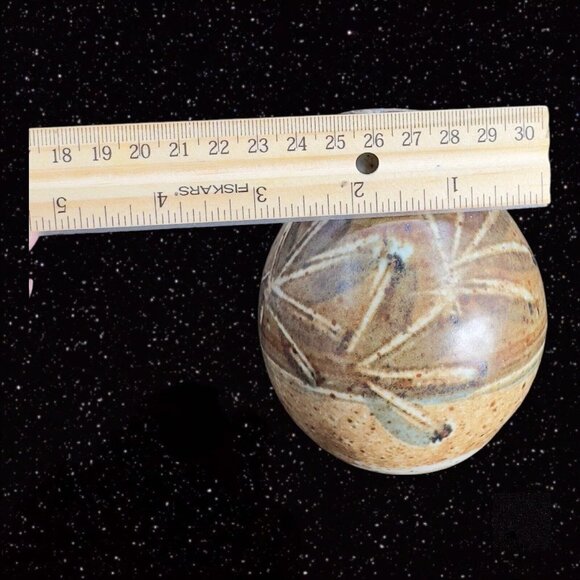 Hand Made Stoneware Pottery Ceramic Vase Hand Crafted Brown Flower Design VTG - Picture 5 of 13